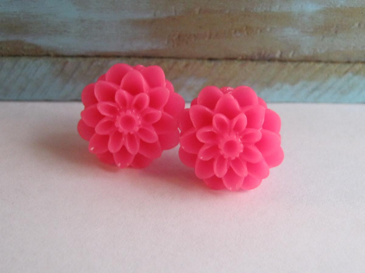 Pink Dahlia Earrings